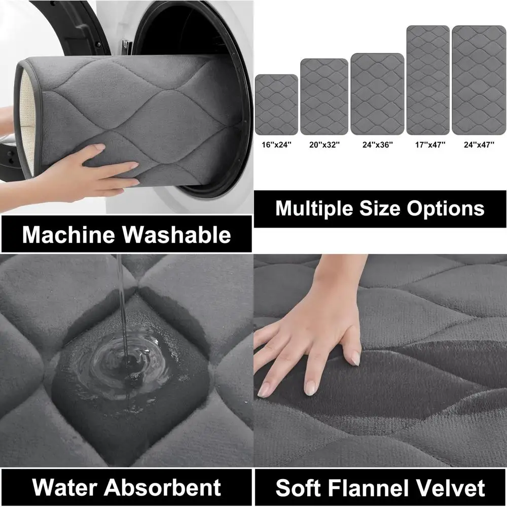 

Luxury Soft & Anti-Slip Bath Mat, Absorbent Shower Rug, Washable Kitchen & Bathroom Floor Mat, 59x24 inches, Dark Grey