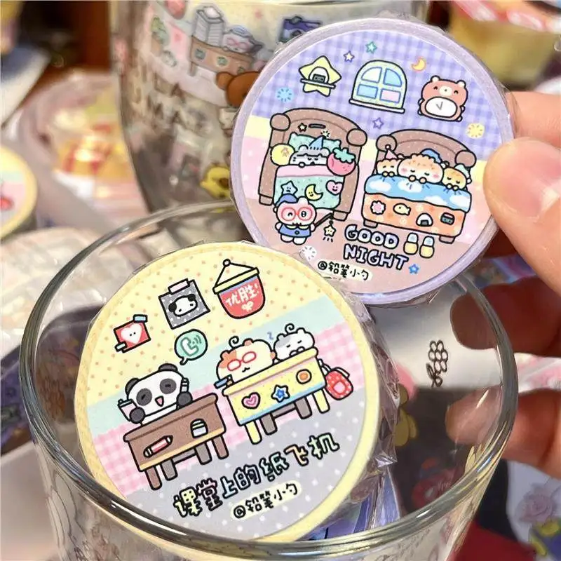 Washi Tape Stickers, Cute Small Class Good Night Design, 1 Roll Set, Washi Material, Campus & Home Scene Decoration,