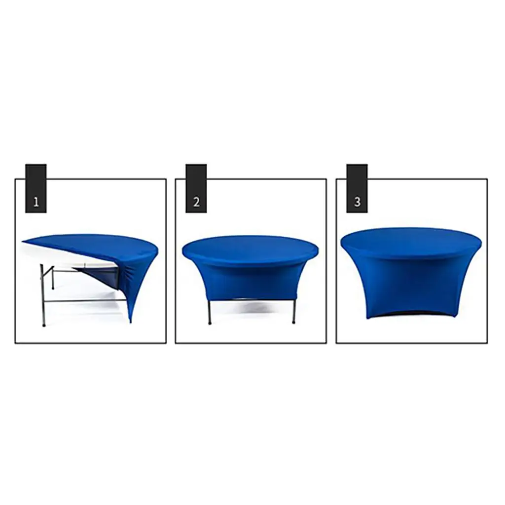 Stretch Tablecloth Round Table Cover Elastic Tablecloth Table Cover Protector Table Cloth Reusable Stretch Polyester