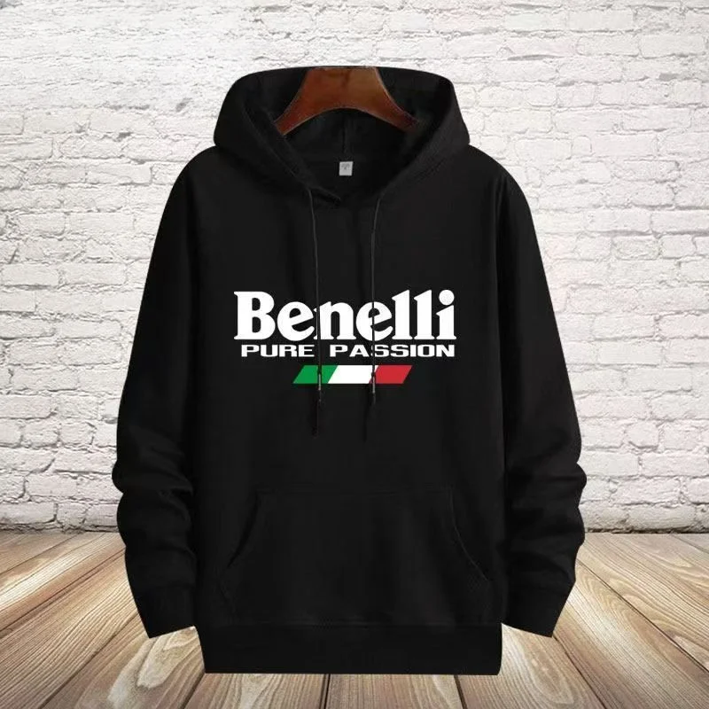 

New Autumn Winter Italian Motorcycle Printed Jacket Men's and Women's Fleece Hooded Sweatshirt Clothes Loose Casual Unisex Tops