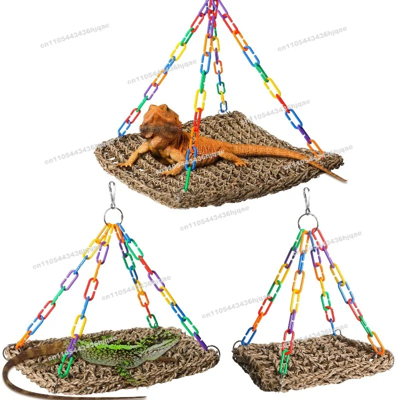 Climbing Pet Hammock Lizard Platform Hammock Aquatic Grass Weaving Hammock