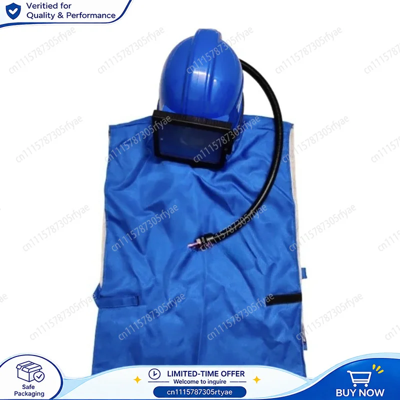 Safety Sandblasting Helmet Protective Mask Air Supplied Blasting Cap Blue Glass Shield Respirator Helmet For Sanding Work