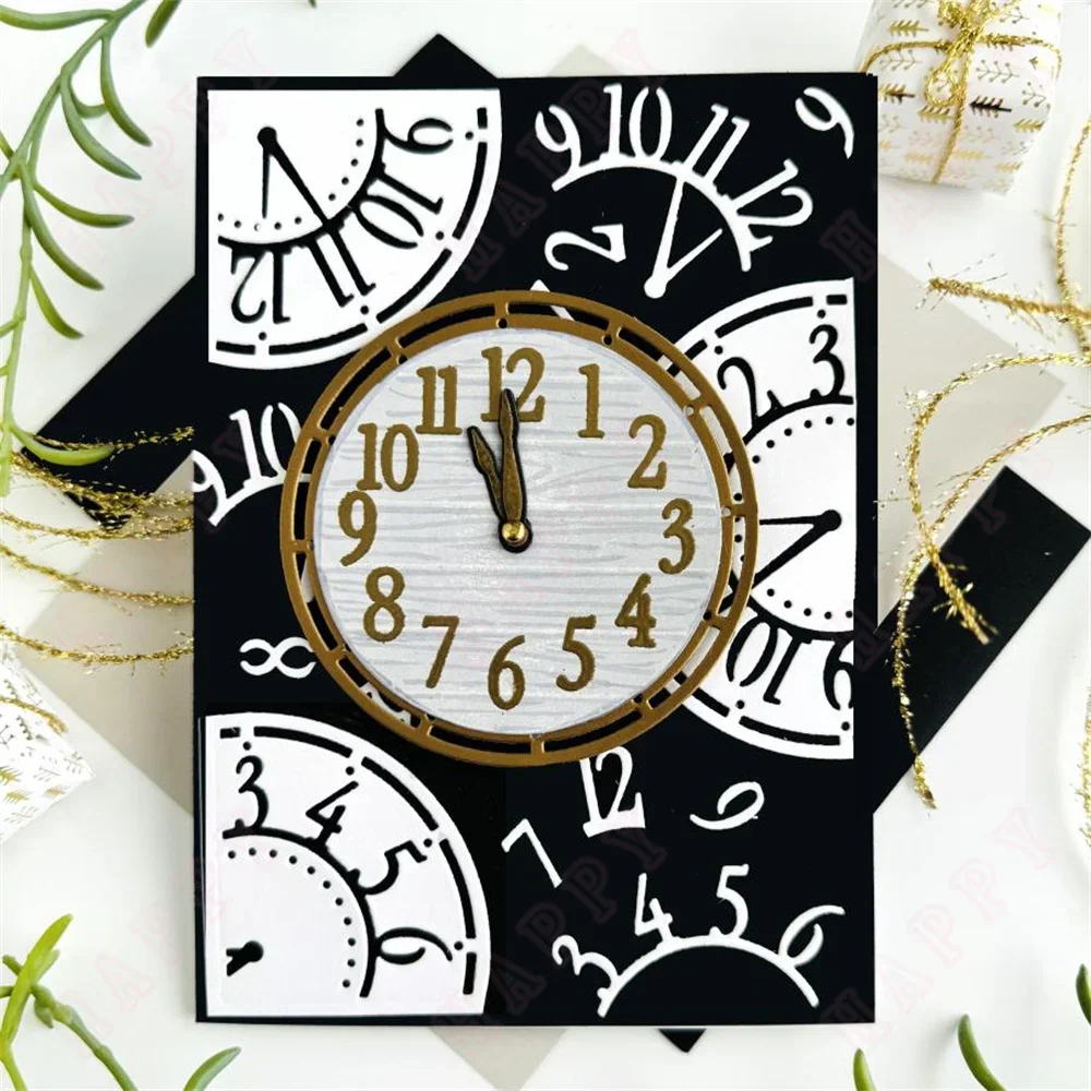 The New Year Sentiments Mini Stamp Set Metal Cutting Dies for Stencils Clock Hot Foil Plate DIY Scrapbook Album Make Paper Card