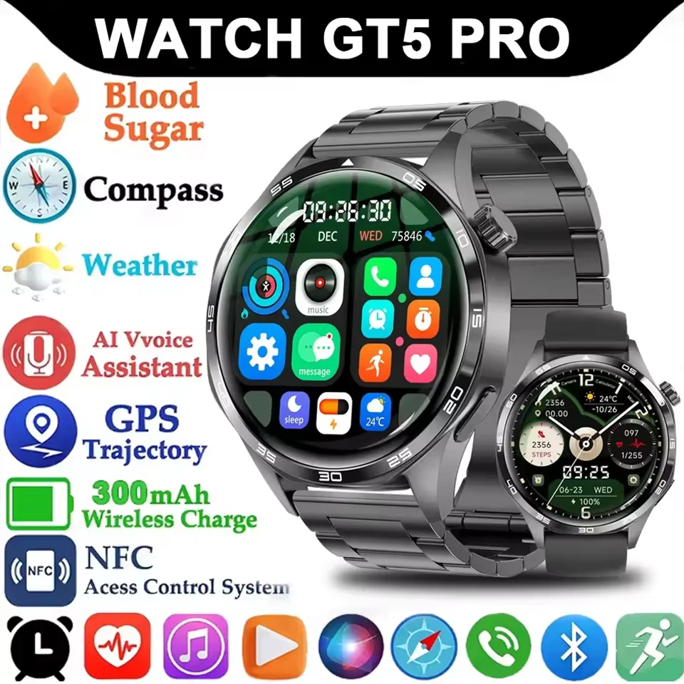 

Hot Sale Watch 5 Pro Smart Watch GT5 Pro sports Watch Men AMOLED GPS NFC Heart Rate Bluetooth Call IP68 Waterproof Smart Watches
