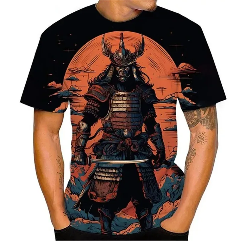 New T-Shirts Japanese Samurai 3D Printed Men Women Fashion Streetwear Oversized Short Sleeve T Shirt Male Tees Tops Man Clothing
