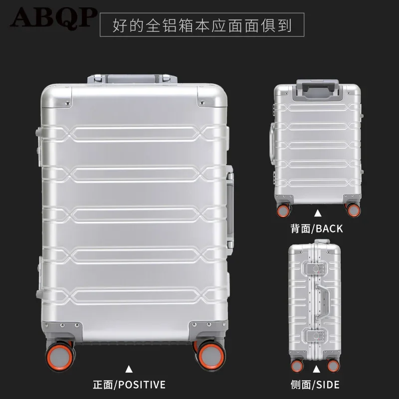 XQ Aluminum Alloy Trolley Case 20 Inch Female Boarding Suitcase 24 Inch 29 Inch Male Metal Password Rolling Luggage Unisex