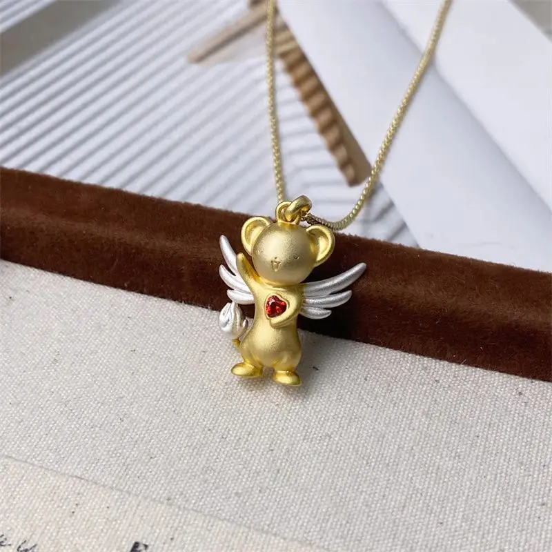 Collier Captor de carte de dessin animé Sakura, pendentif tridimensionnel de haut niveau, collier périphérique polyvalent, cadeau de vacances pour femme