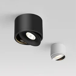 Luz LED de techo montada en superficie regulable, 7W, 12W, 15W, 18W, lámpara COB negra, punto de luz de fondo giratorio para el hogar