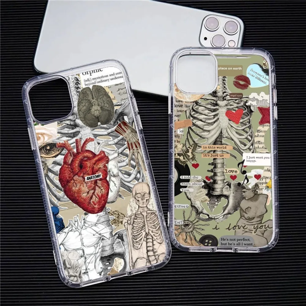 Medical Human Anatomy Phone Case For Iphone 15 11 13 14 Pro Max 7 8 Plus X Xr Xs Max Se2020 12mini Transparent Cover