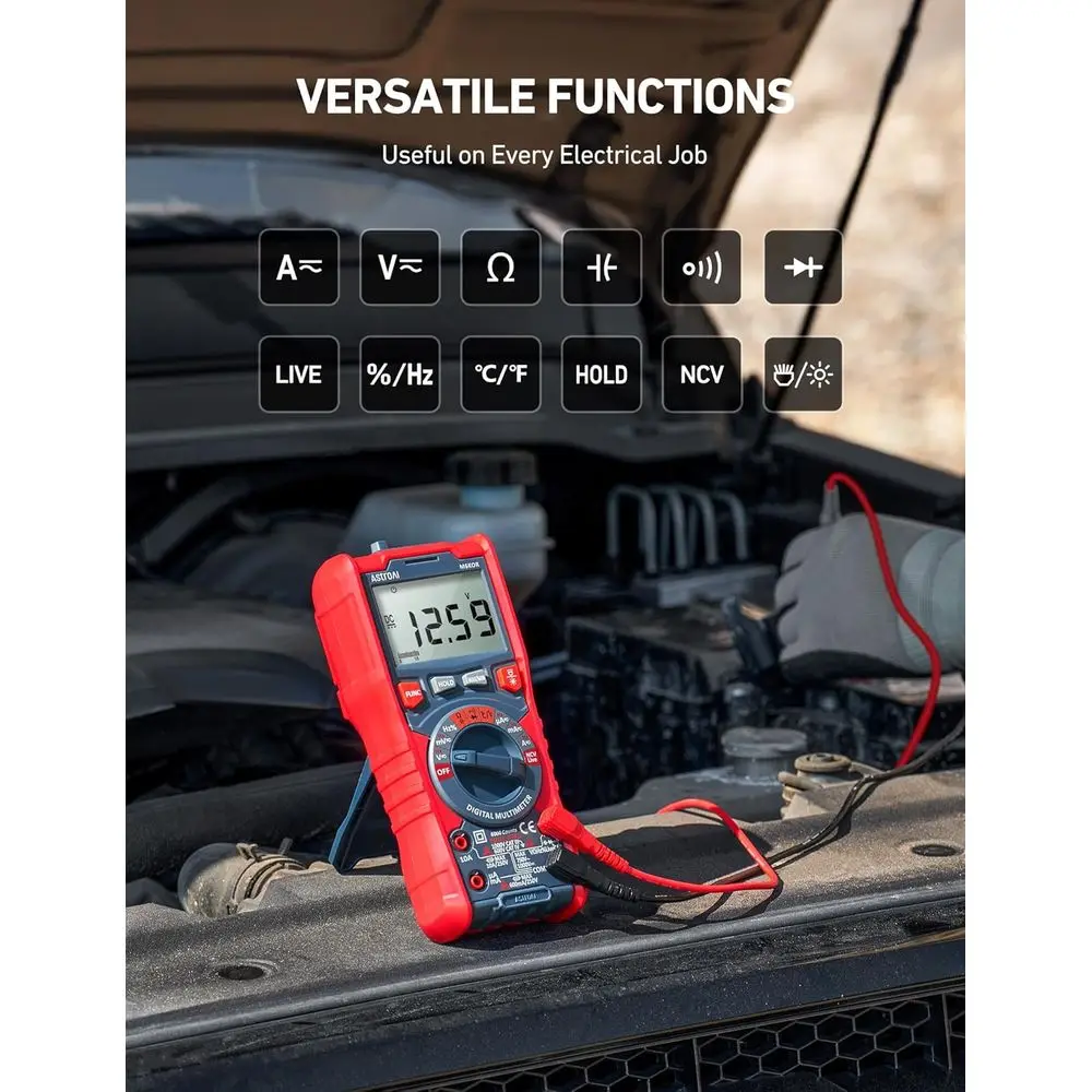 Digital Multimeter, TRMS 6000 Counts Auto-Ranging Voltage Tester, Measures AC/DC Voltage, Capacitance, Resistance, Frequency, Te