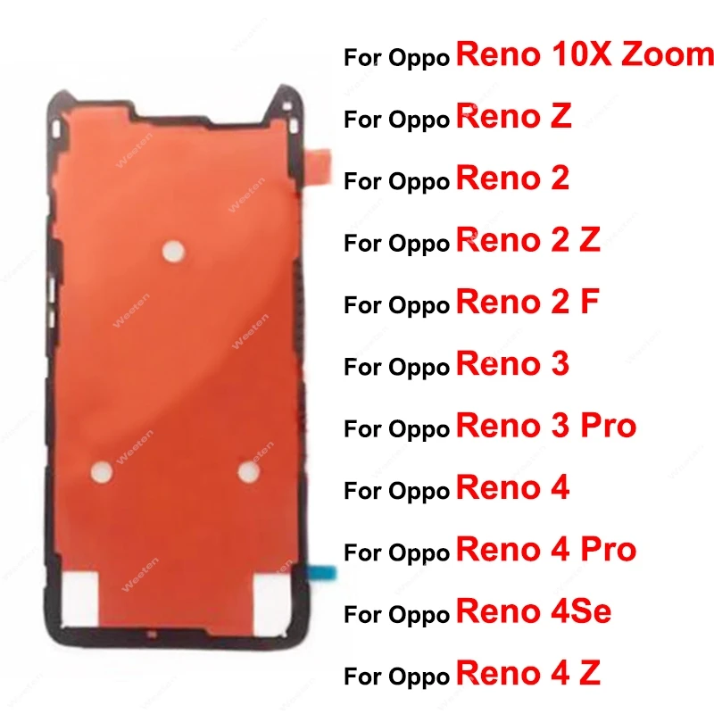 Back Battery Cover Sticker For OPPO Reno 10X Zoom Z 2 2Z 2F 3 Pro 4 Pro 4Se 4Z 5G Rear Battery Housing Adhesive Parts