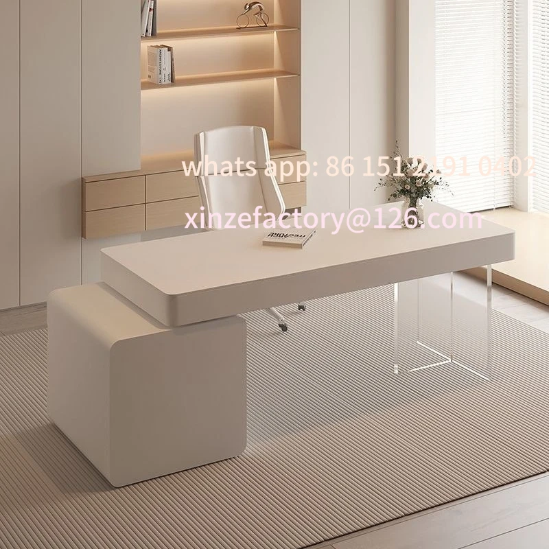 

Customizable cream style desk pure white minimalist home writing desk beauty salon table with drawers computer desk