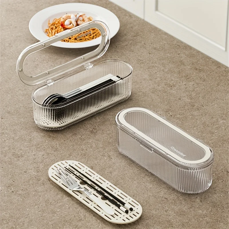 Tableware  Box, Chopsticks  Box, Drain Box With Lid, Chopsticks Organizer, Household Kitchen Utensils, Knives, Forks, Spoons, Ch