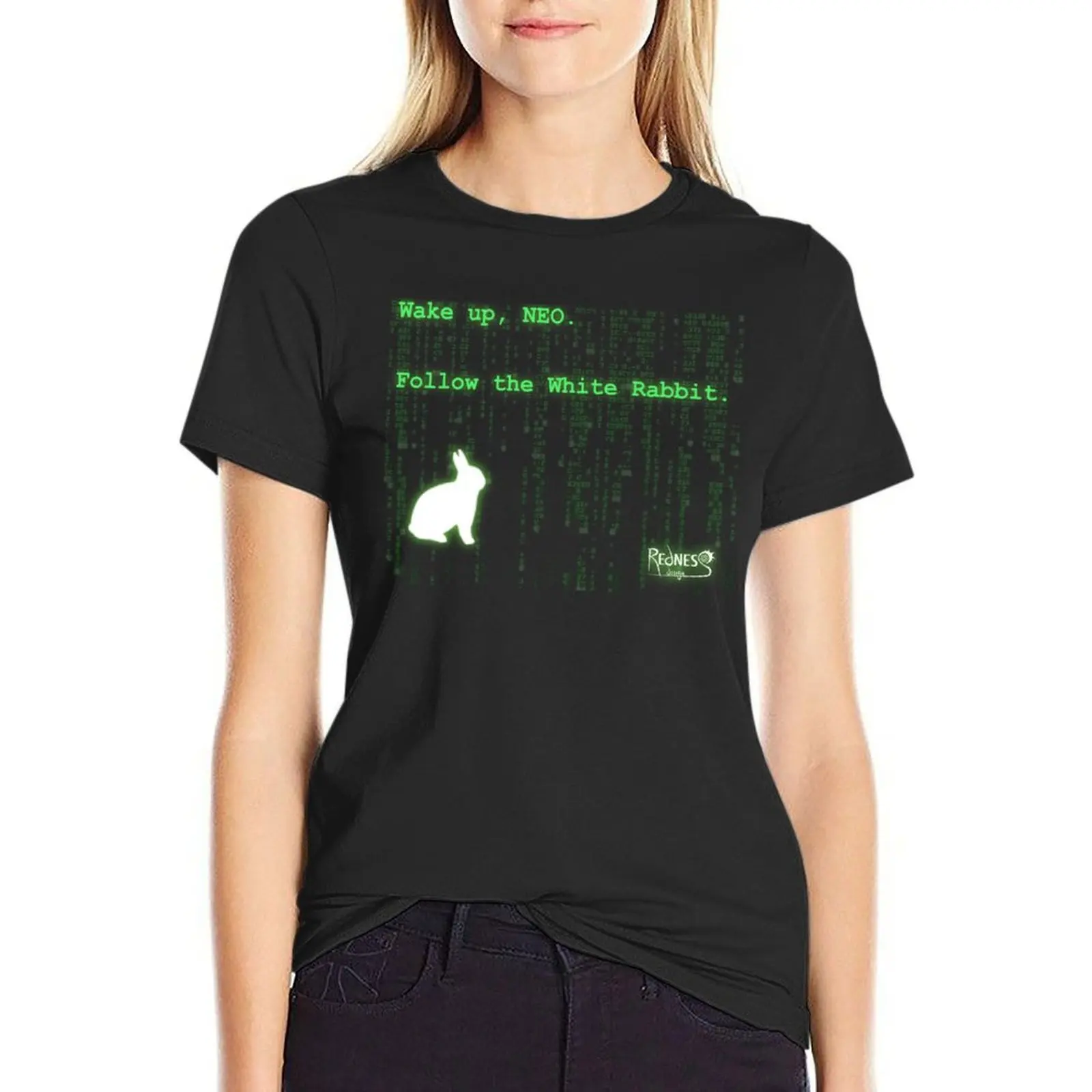 

Wake up, Neo, Follow the White Rabbit T-Shirt cute clothes tees Blouse Female clothing white t-shirt dress for Women sexy
