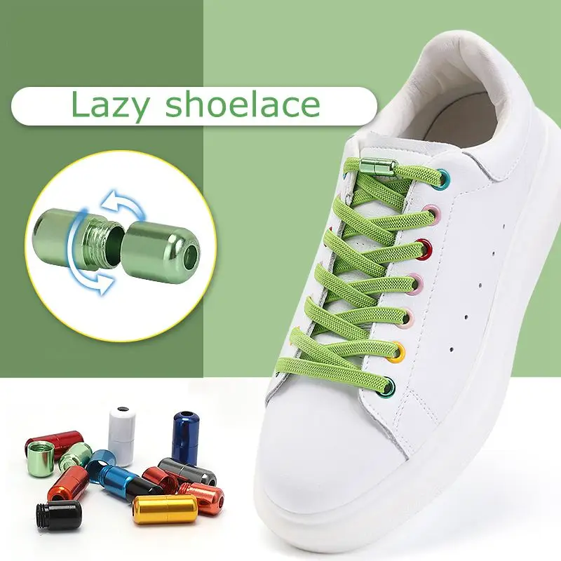 1Pair Elastic capsules Buckle Shoelaces No tie Shoelaces Flats Kids Adult Sneakers Shoelace Quick Lazy Laces 17 Color Strings