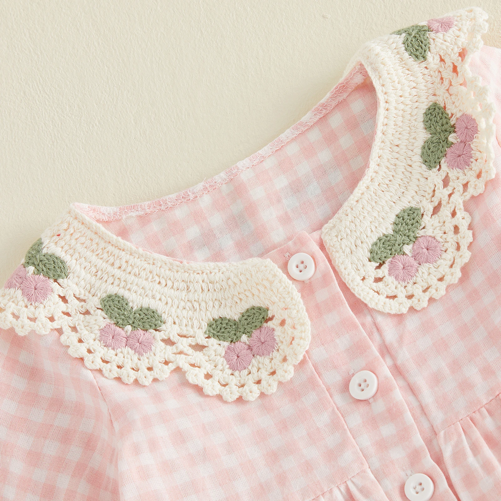 Toddler Baby Girl Fall Outfits Casual Cherry/Strawberry Plaid Button Down Doll Collar Long Sleeve Tops with Pants 2 Pcs Set