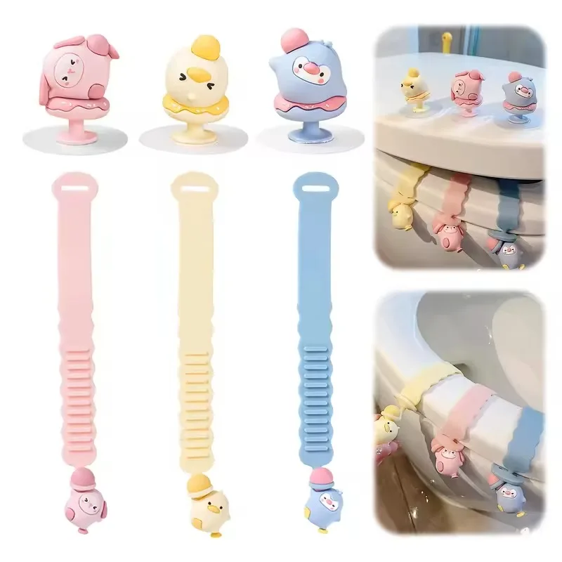 

Cute Cartoon Toilet Lid Lifter Animal Shape Toilet Cover Bracelet Sanitary Avoid Touching Toilet Handle Bathroom Accessories