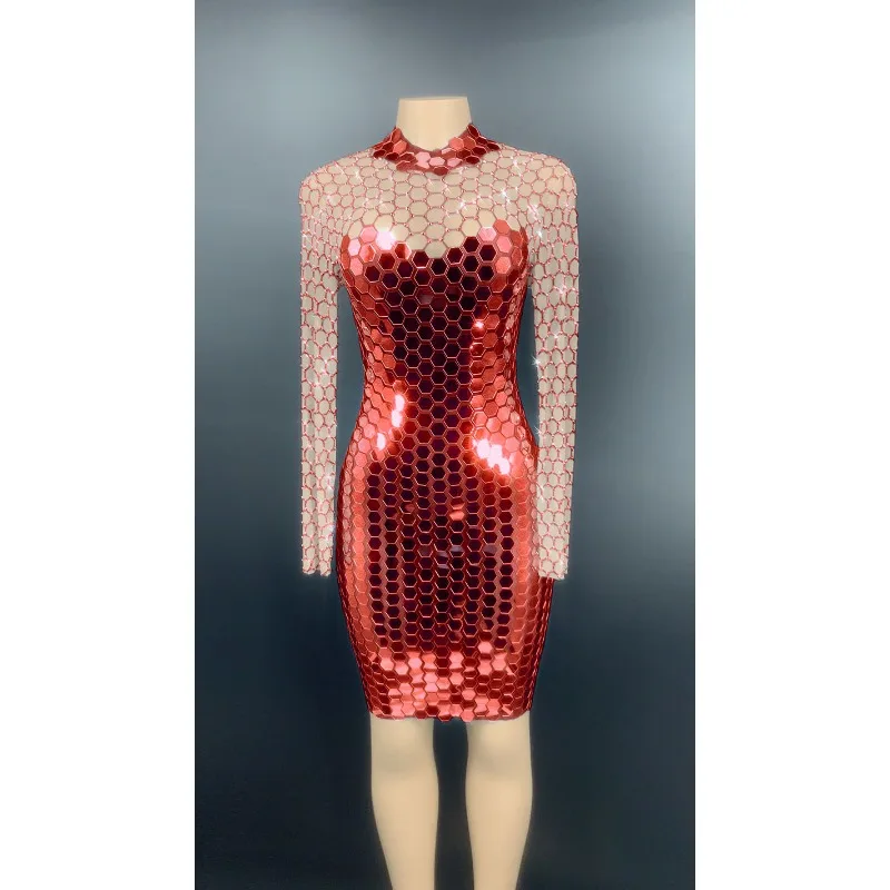 의상 무대 쇼 섹시한 관점 전체 다이아몬드 렌즈 드레스 나이트 클럽 바 여성 가수 공연 Vestidos De Fiesta De Lujo