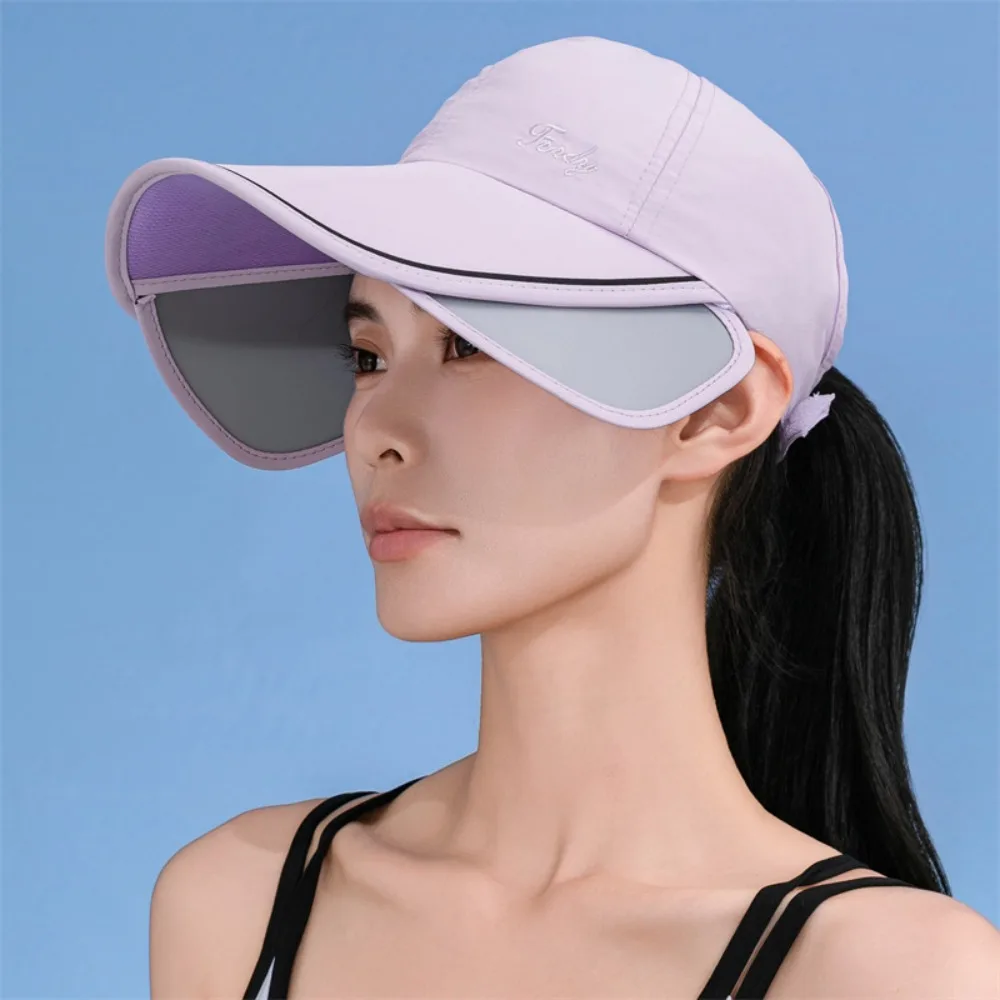 

Thin Wide Brim Sunscreen Baseball Hat UV Protection Quick Dry Retractable Sun Hat Foldable Visor Sunscreen Hat Running