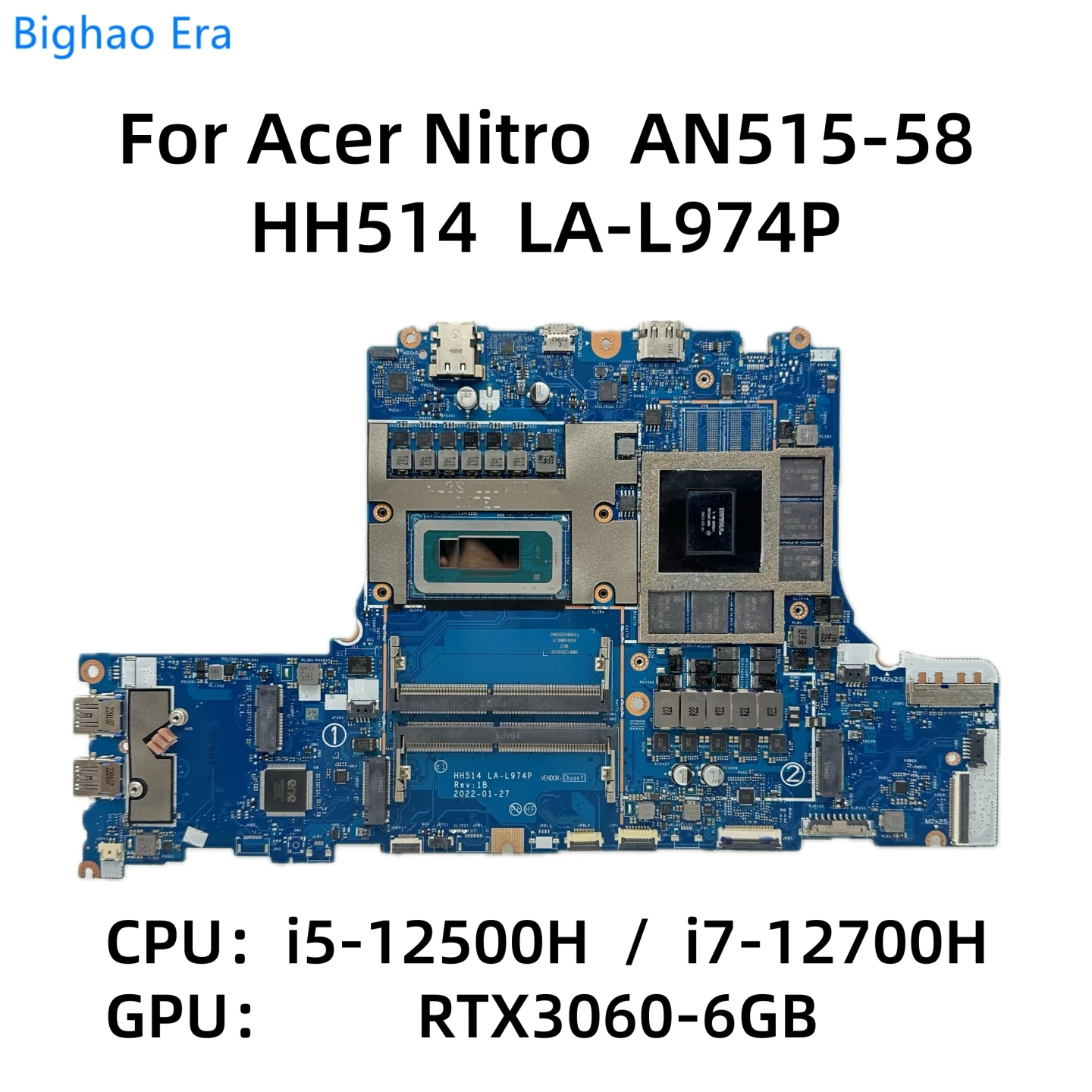 HH514 LA-L974P For Acer Nitro AN515-58 Laptop Motherboard With i5 i7-12700H CPU RTX3060 RTX3070 8GB-GPU NBQFM11002 NB.QFS11.002