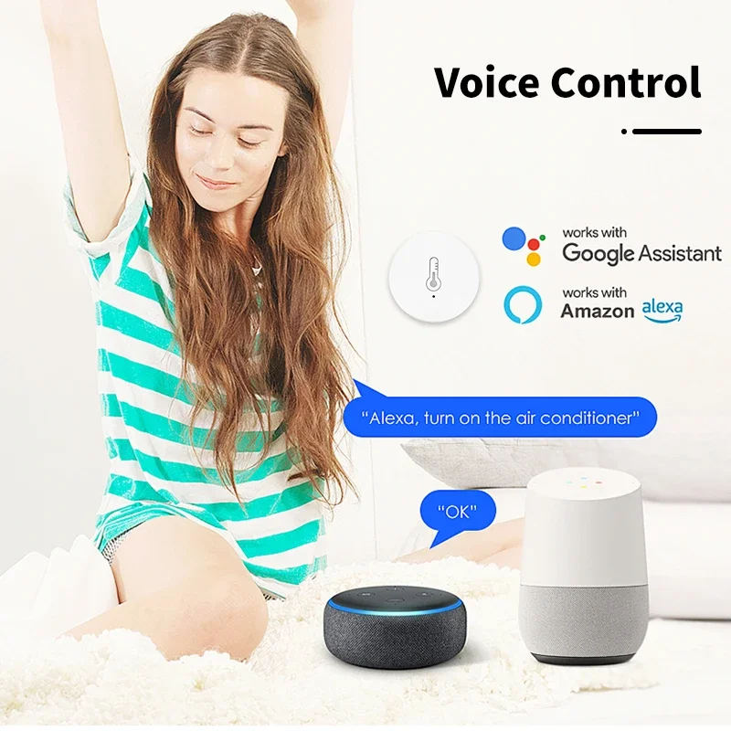 Sensor de temperatura y humedad Tuya Zigbee, Monitor remoto por aplicación Smart Life, funciona con batería con Alexa,Google Home