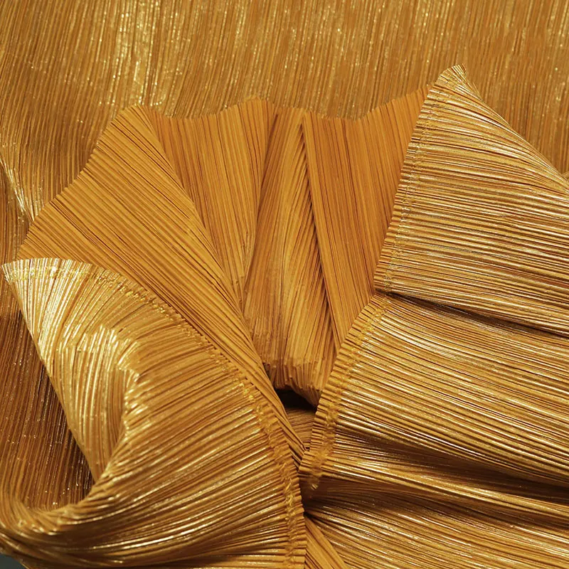 Pleated Pure Color with Gold Line Fabric for Handmade DIY Texture Creative Shape DIY Modeling Stage Decoration Sewing Material