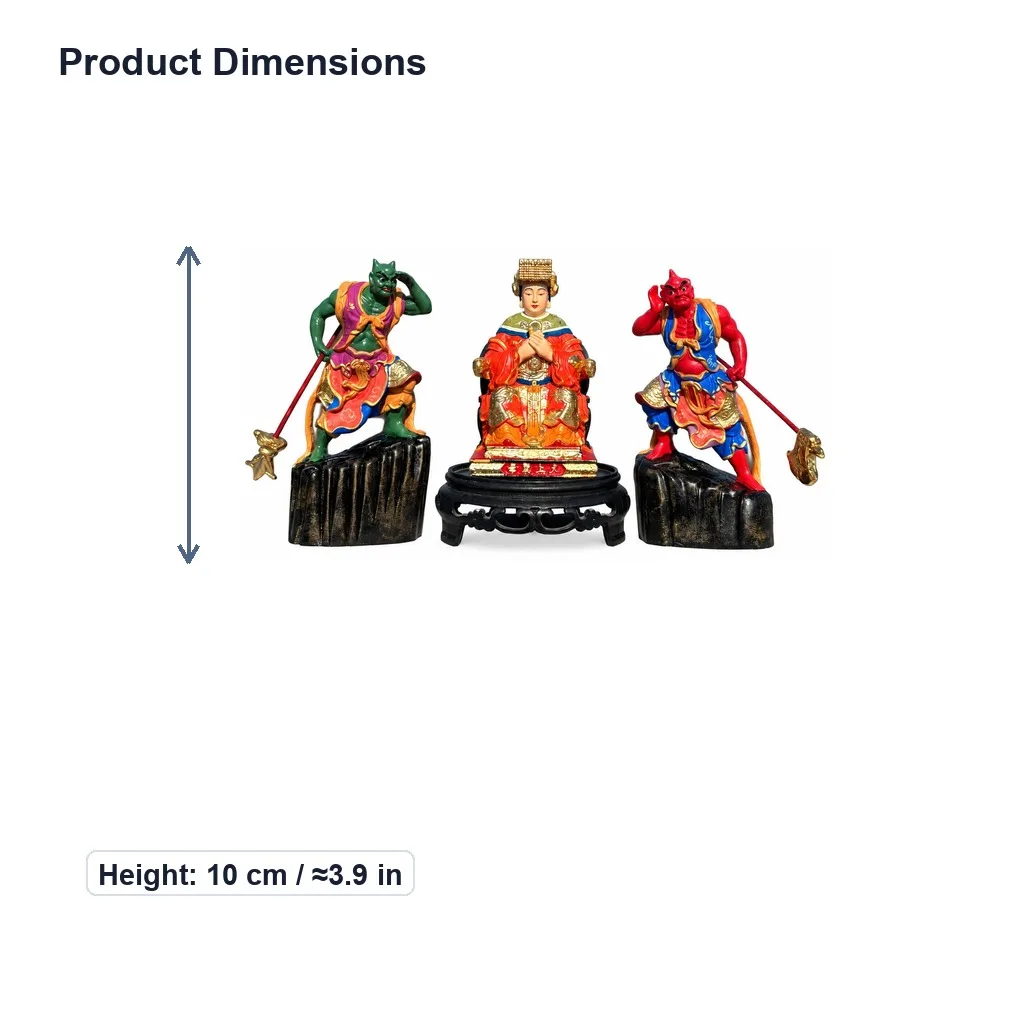 Hand-Carved Thuja Wood Mazu Figurine with Thousand-Mile Eye and Wind-Follower Gods for Traditional Feng Shui Zen Home Decor