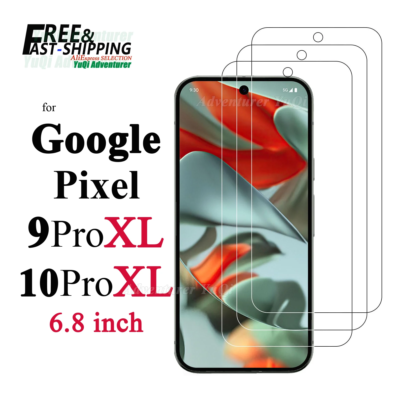 

Screen Protector For Google Pixel 9 10 Pro XL 6.8 inch Tempered Glass HD 9H Transparent Clear Anti Scratch Case Friendly