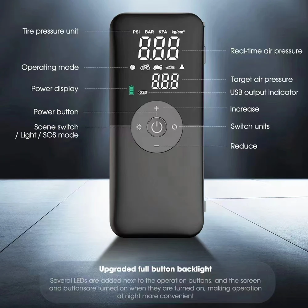 Tire Inflator Portable Air Compressor 12V 150PSI High power inflation pump Cordless Car Motorcycle Bicycle Tire Inflator Pump