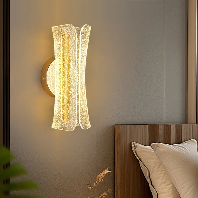 Industrial Vintage Luxury Indoor Acrylic Background LED Wall Lamps Creative Lustre Lights for Bedroom Home Decoration Chandelier