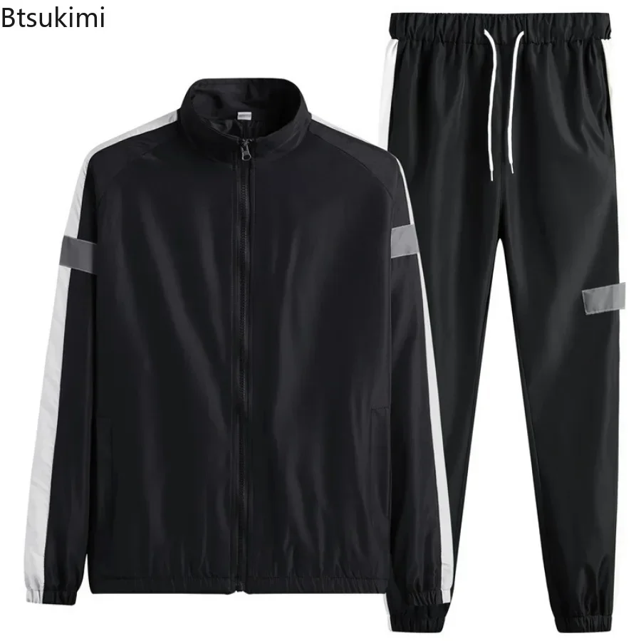 2025 New Men\'s Casual Sets Men Tracksuit Oversized Trend Patchwork Design Hooded Jacket+pants Two-pieces Men Running Sports Suit