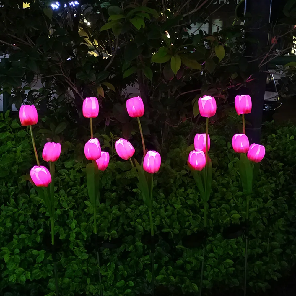 

2 Pcs Lawn Light Outdoor Stake LED Tulip Flowers Waterproof Garden Landscape Solar Led Flowers Lighting for Yard Patio