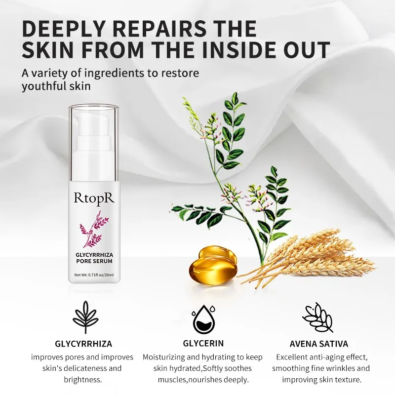 RtopR Glycyrrhiza Face Pore Repair Serum Collagen Face Anti Wrinkle Whitening Cream Oil Control Hydrating Effective Shrink Pores