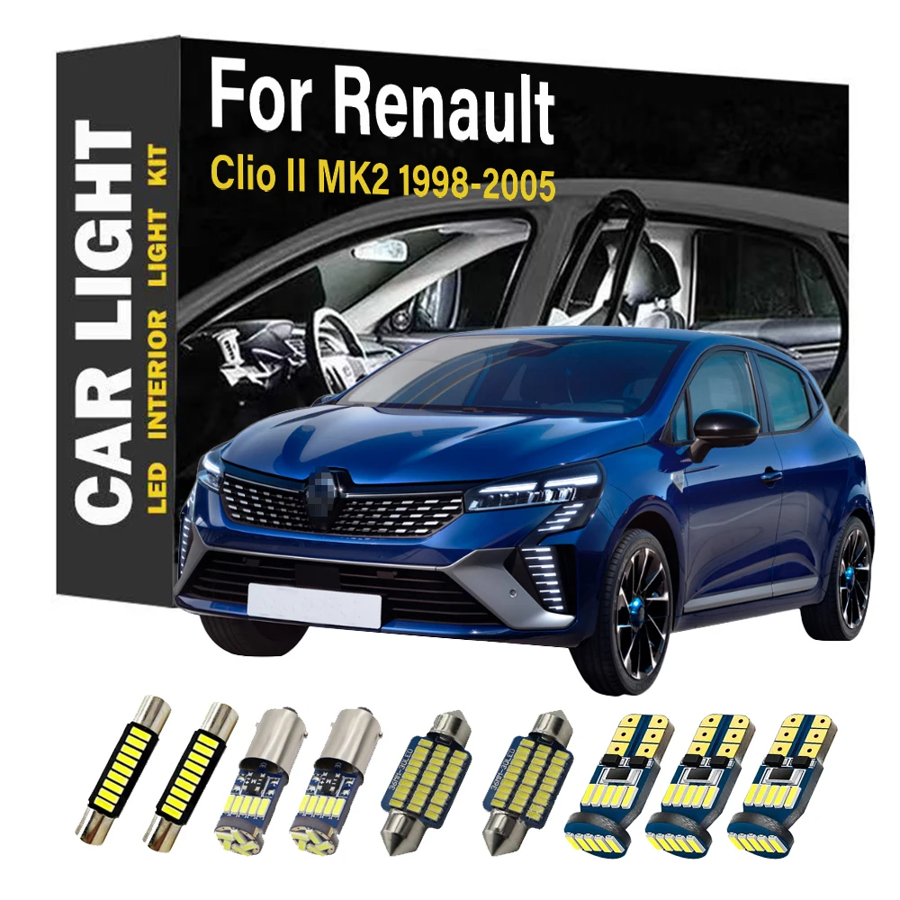

8Pcs LED Interior Dome Map Light Kit For Renault Clio II 2 MK2 1998 1999 2000 2001 2002 2003 2004 2005 LED Bulb