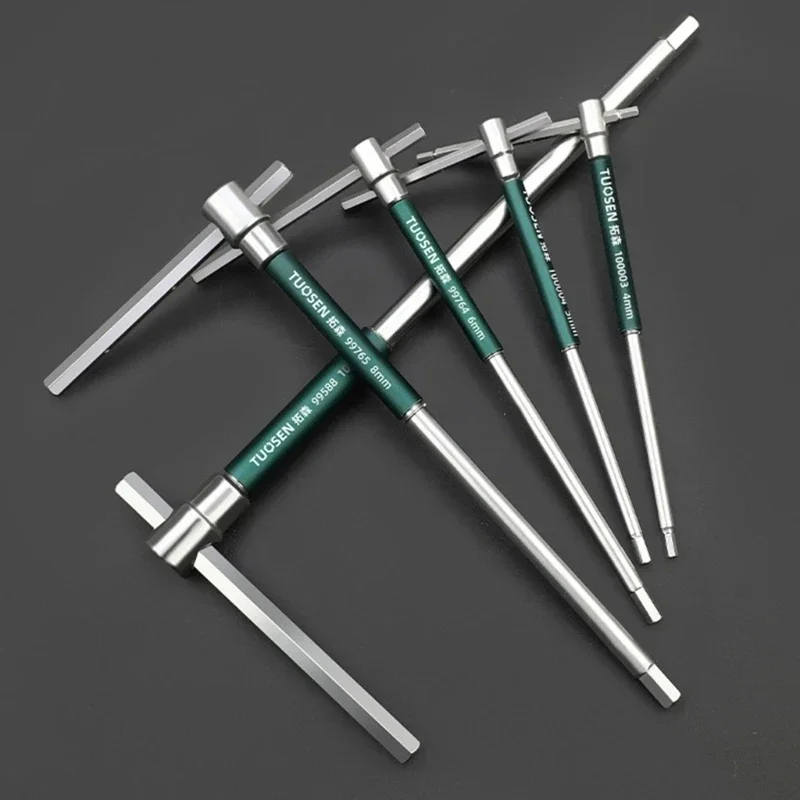 T Type 2.5/3/4/5/6/8/10mm Torx Screwdriver Allen Hex Wrench Chrome Spanner T-shaped Hand Tool Extended T-Socket Wrench Car Tools