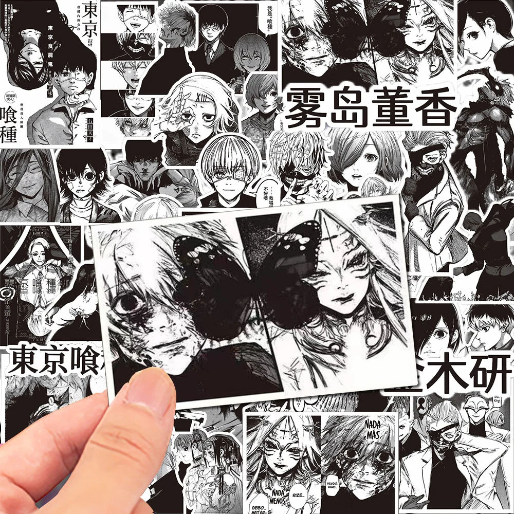 10/30/70 Stück Cartoon Schwarz-Weiß Tokyo Ghoul Aufkleber Japan Anime Sticker für Scrapbook Laptop Gepäck Fahrrad Coole Graffiti-Aufkleber