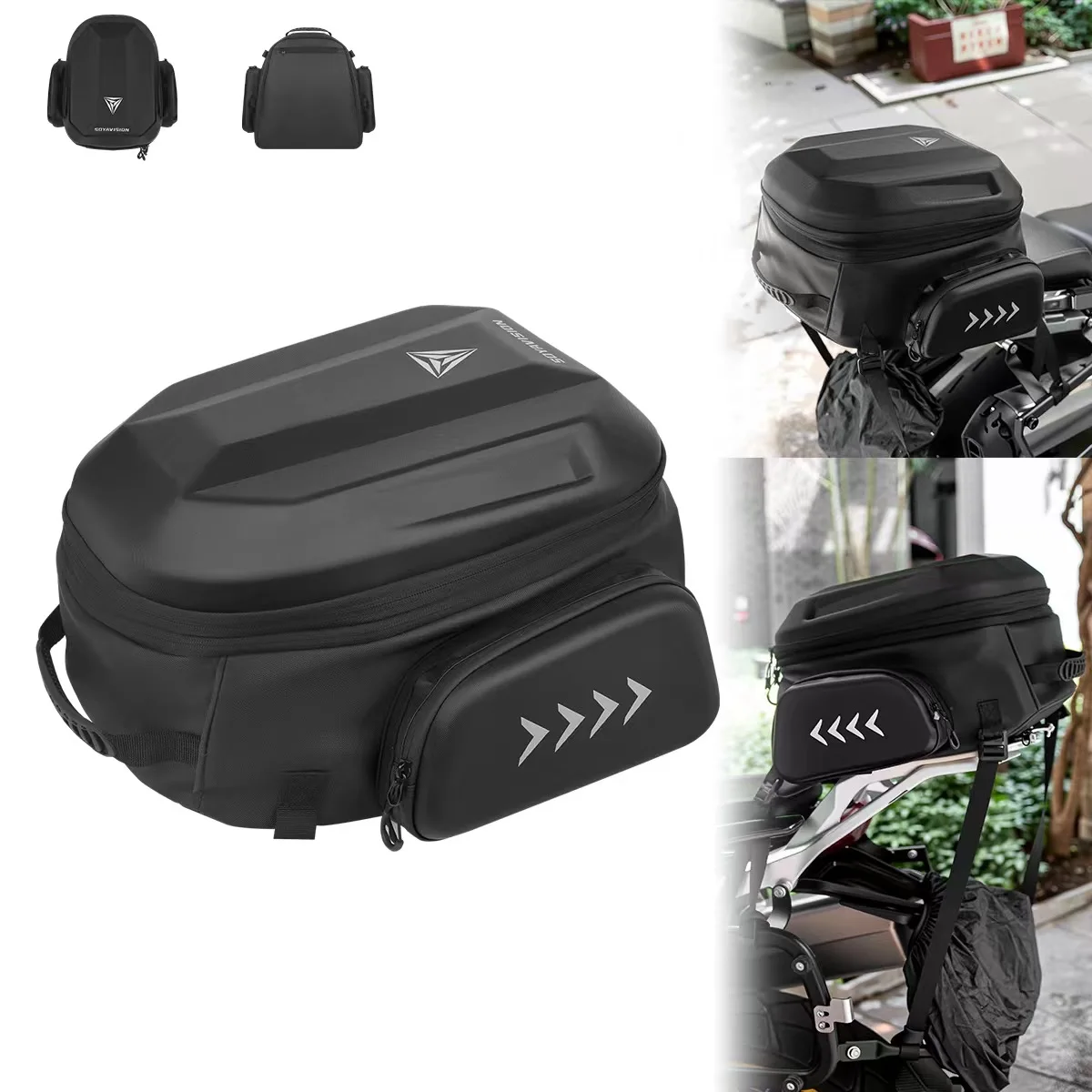 40L-54L Motorcycle Tail Bag Universal Expandable Rider Helmet Bag Motorbike Waterproof Luggage Bag Traveling Backpack Saddle
