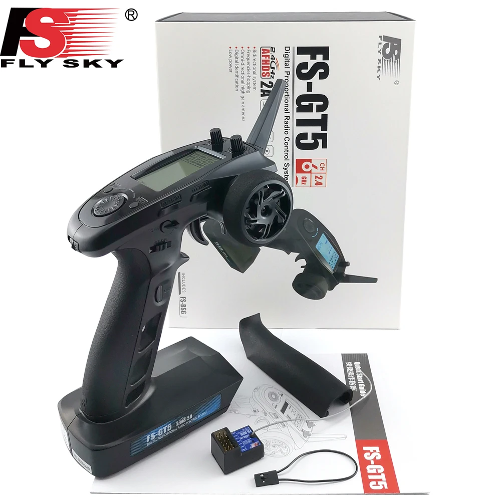 FlySky FS-GT5 2.4G 6CH RC Transmitter รีโมทคอนโทรล FS-BS6สำหรับ Mobil RC Crawler เรือรถ RC อะไหล่