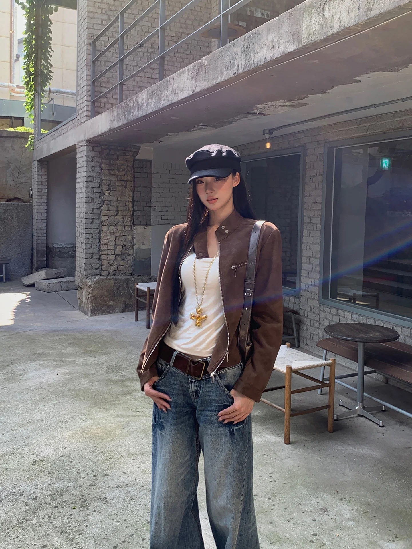 Red Celebri Club Women's Leather Jaet ort Coffee Unique Beautiful Meral Jaet Commute Sle Straight Tube ort Length...