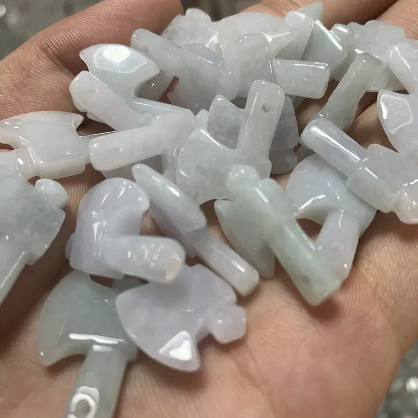 1pcs Jade Axe Parts Ice Glutinous Seed Laokeng Jadeite Small Axe Pendant DIY Bracelet for Men and Women