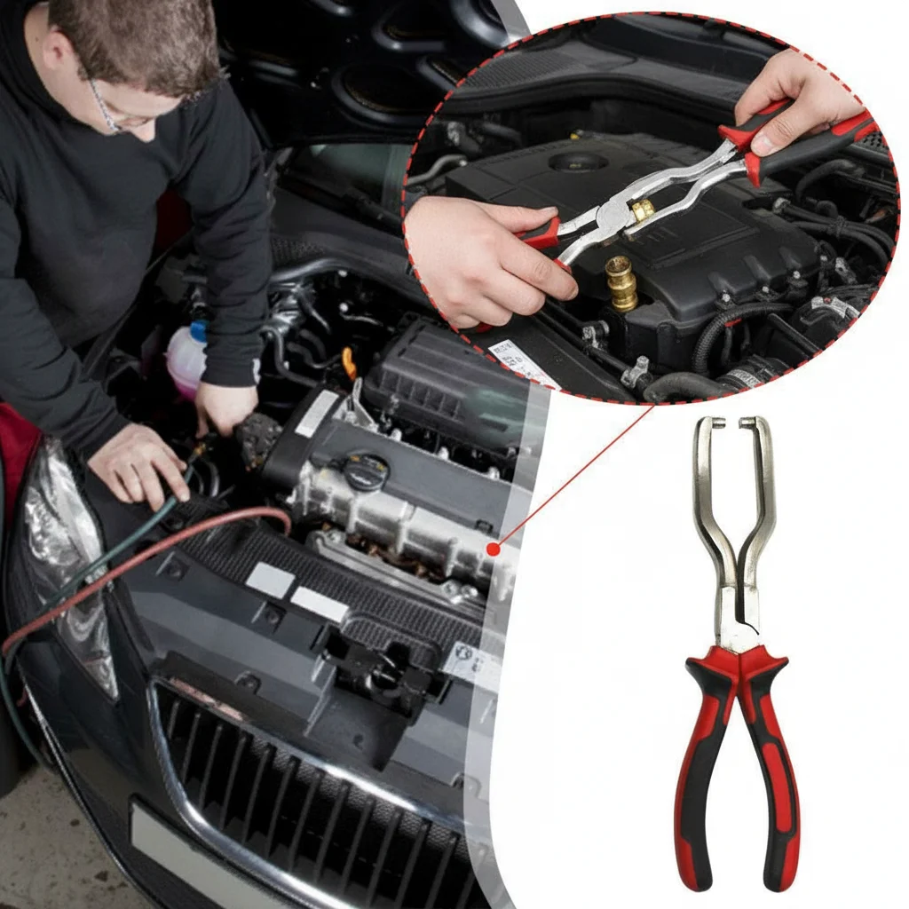 

Auto Fuel Tube Disassembly Pliers 45 Steel Fuel Filter Quick Connector Clamp 4.5cm Max Opening Oil Pipe Removal Repair Tool