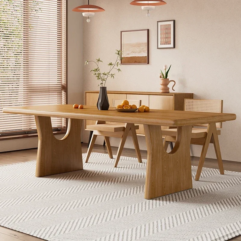 Nordic solid wood dining table household simple small apartment log dining table rectangular worktable desk