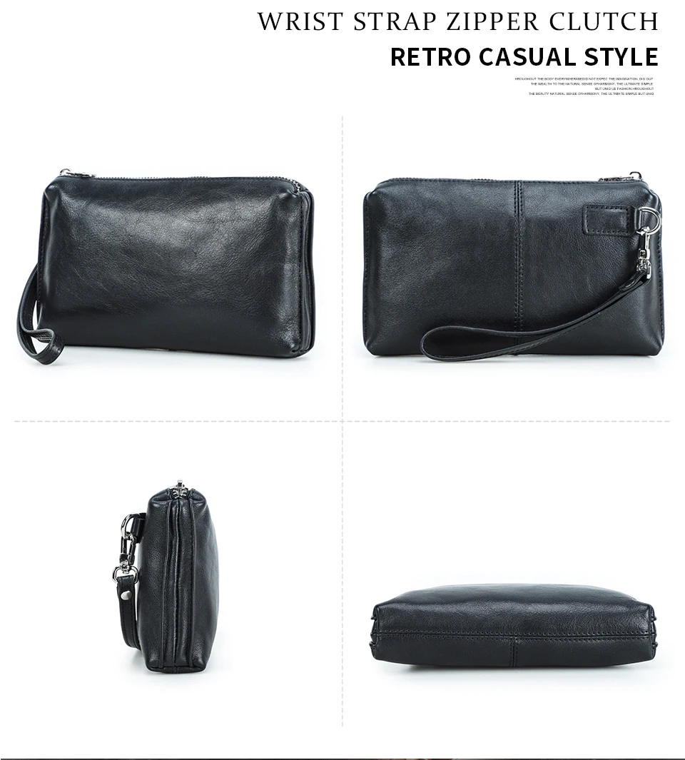 CONTACT'S Vintage Herren Clutch Bag RFID Echtes Leder Clutch Wallet Bag Casual Lange Geldbörse Große Kapazität Reisehandtasche Männlich – Detail 14