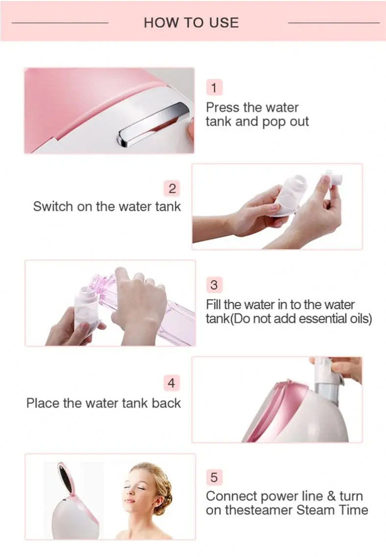 Hele verkoopprijs Led-licht Professionele gezichtsbevochtiger Gezichtsstoomboot Spa voor droge gezichtshuid