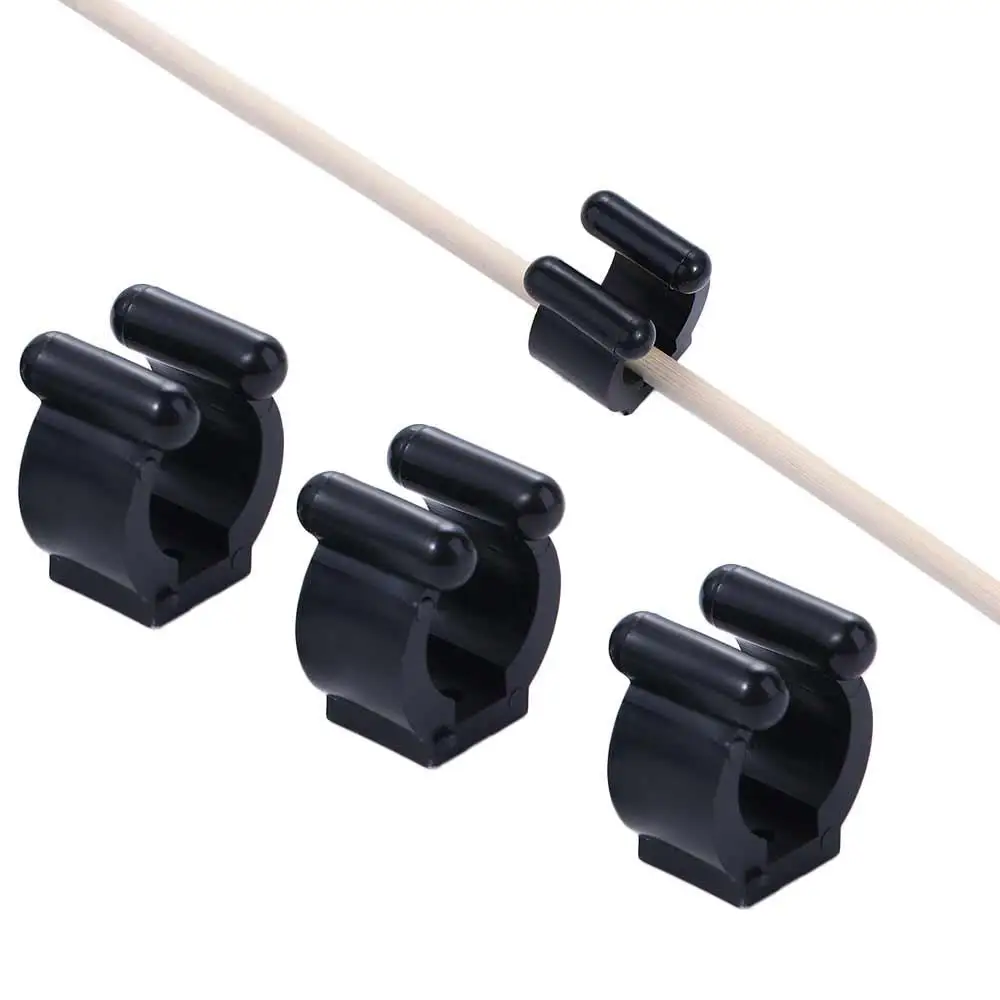 Plastic Wall Mounted Black Fishing Pole Rod Organizer Fishing Rod Holder Billiards Cue Clip Fishing Rod Storage Clips
