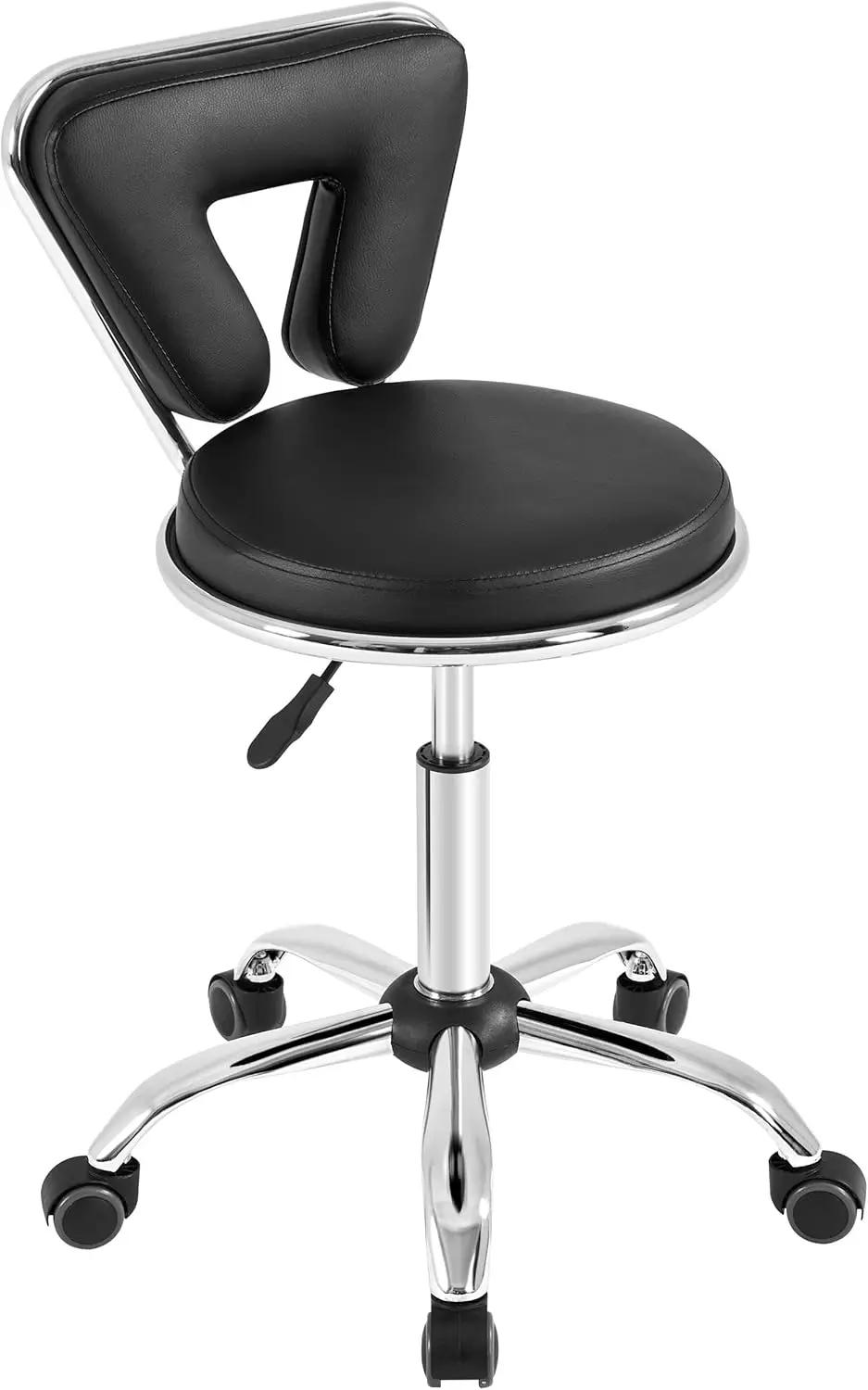 Rolling Swivel Salon Stool Chair Nail Chair Height Adjustable Home Spa Massage Manicure Facial Stool with Backrest and Wheels