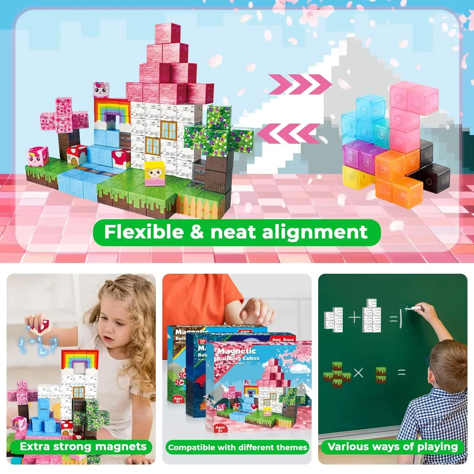 Magnetic Blocks the Ultimate Montessori Educational Children Toys Constructor,100pcs Creative Building Blocks Set Magnetic Block