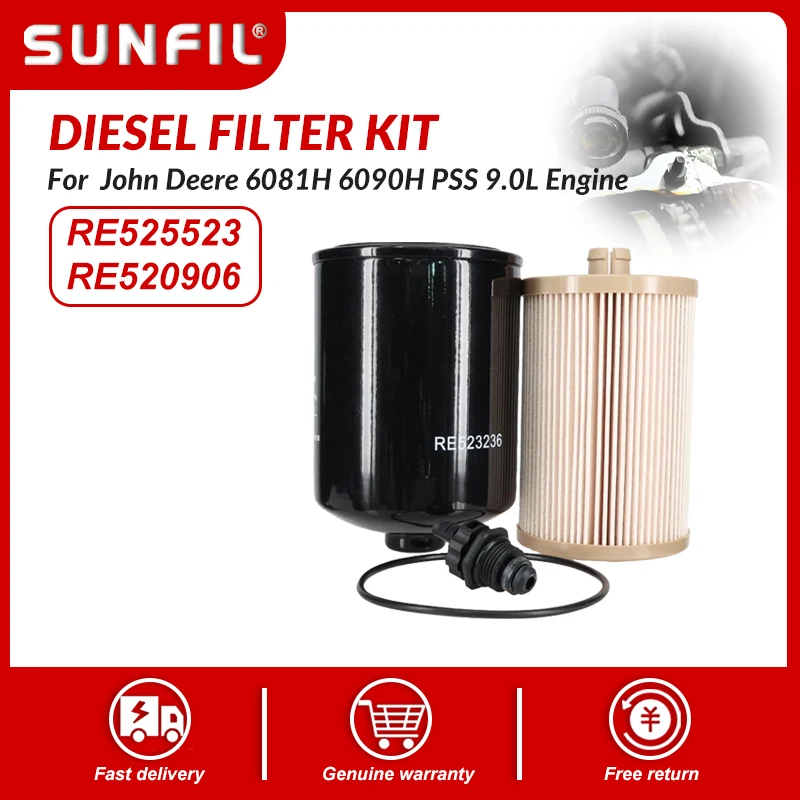 

RE525523 RE520906 Diesel Filter Kit for John Deere 6081H 6090H PSS 9.0L Engine