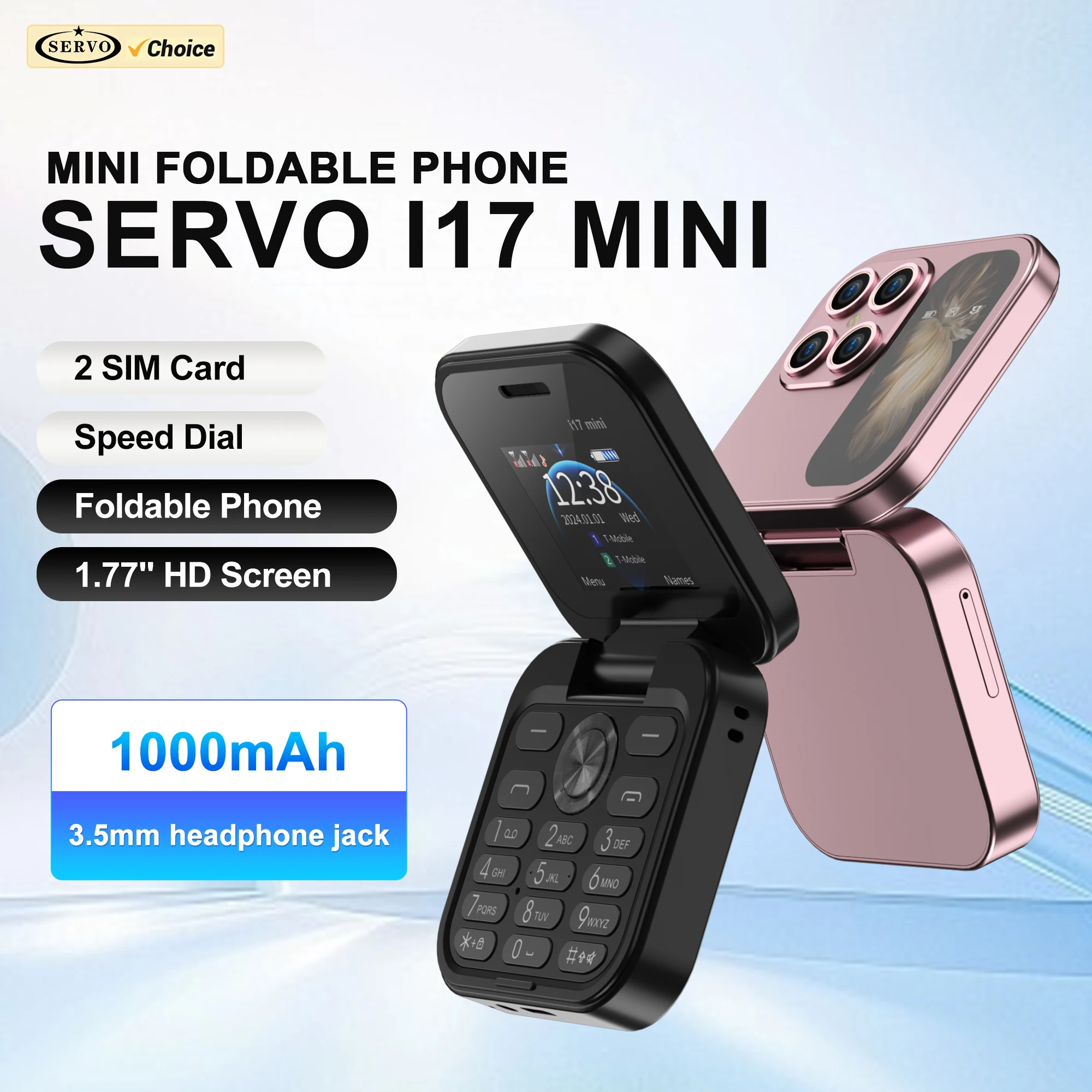 SERVO i17 MINI Flip Mobile Phone 2 SIM Standby Speed Dial Magic Vioce FM Radio Flashlight 2G GSM Small Foldable Button Cellphone