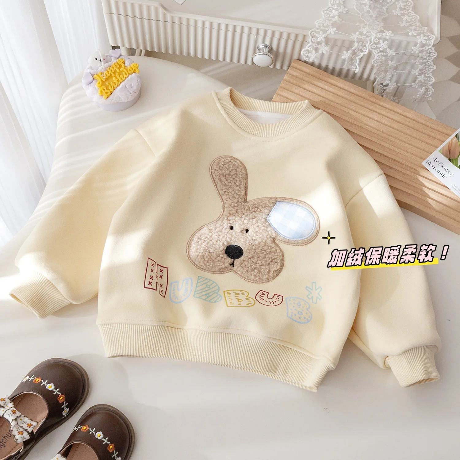 Winter New Kids Baby Girls 2PCS Clothes Set Cartoon Embroidered Hoodie Thickened Plaid Casual Pants Suit Toddler Girl Outfits